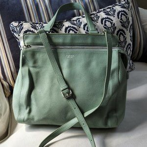 Perlina leather mint green crossbody with/short handle